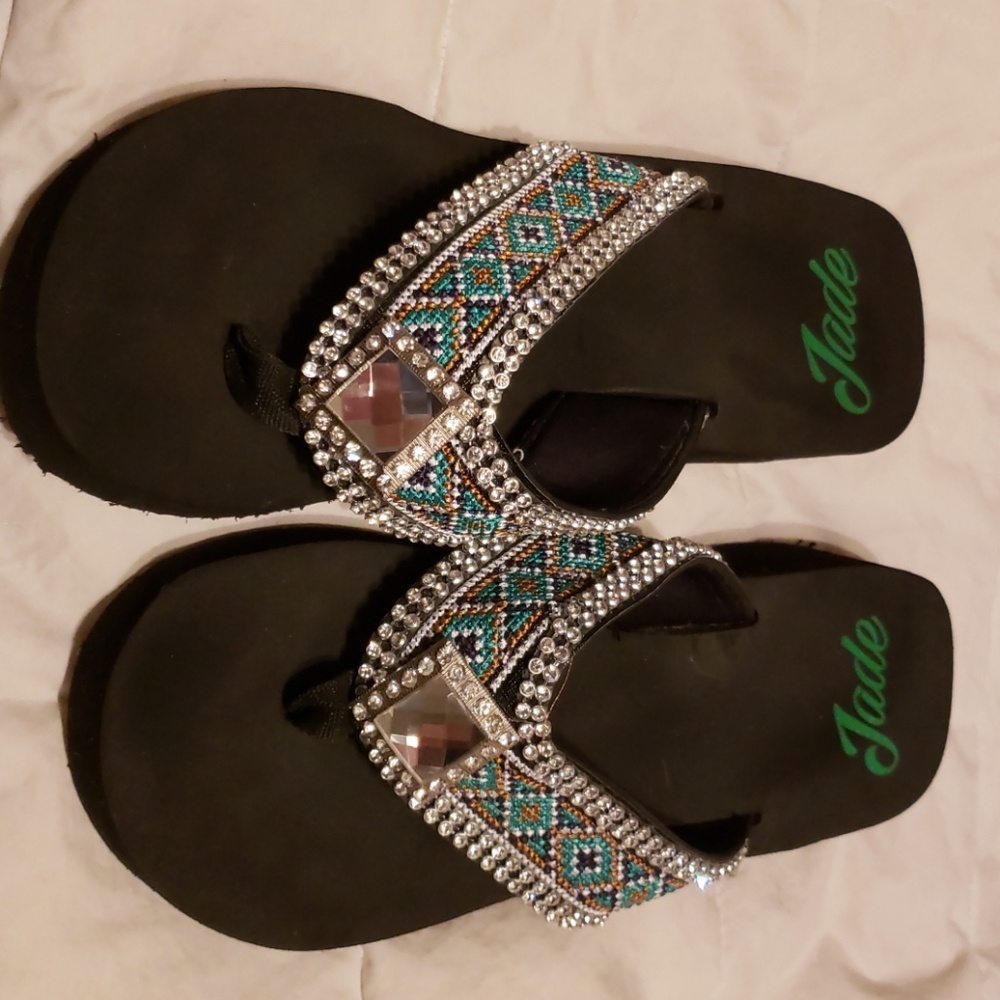 Rhinestone flip flops